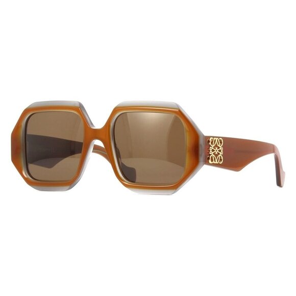 New Official Stockist | Loewe LW40056U 47E Brown and Grey Opal Oversized Square - Picture 1 of 5